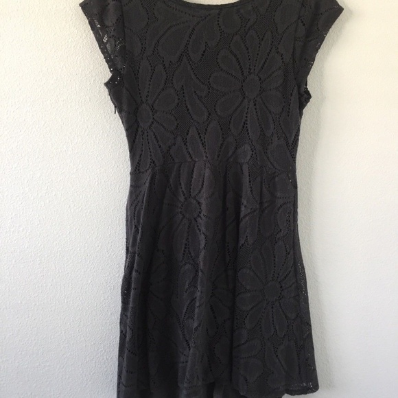 Anthropologie Gray Stretch Lace Skater Dress L - Picture 8 of 8